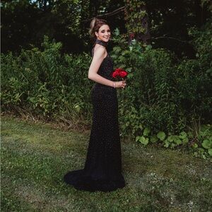 Black beaded prom dress